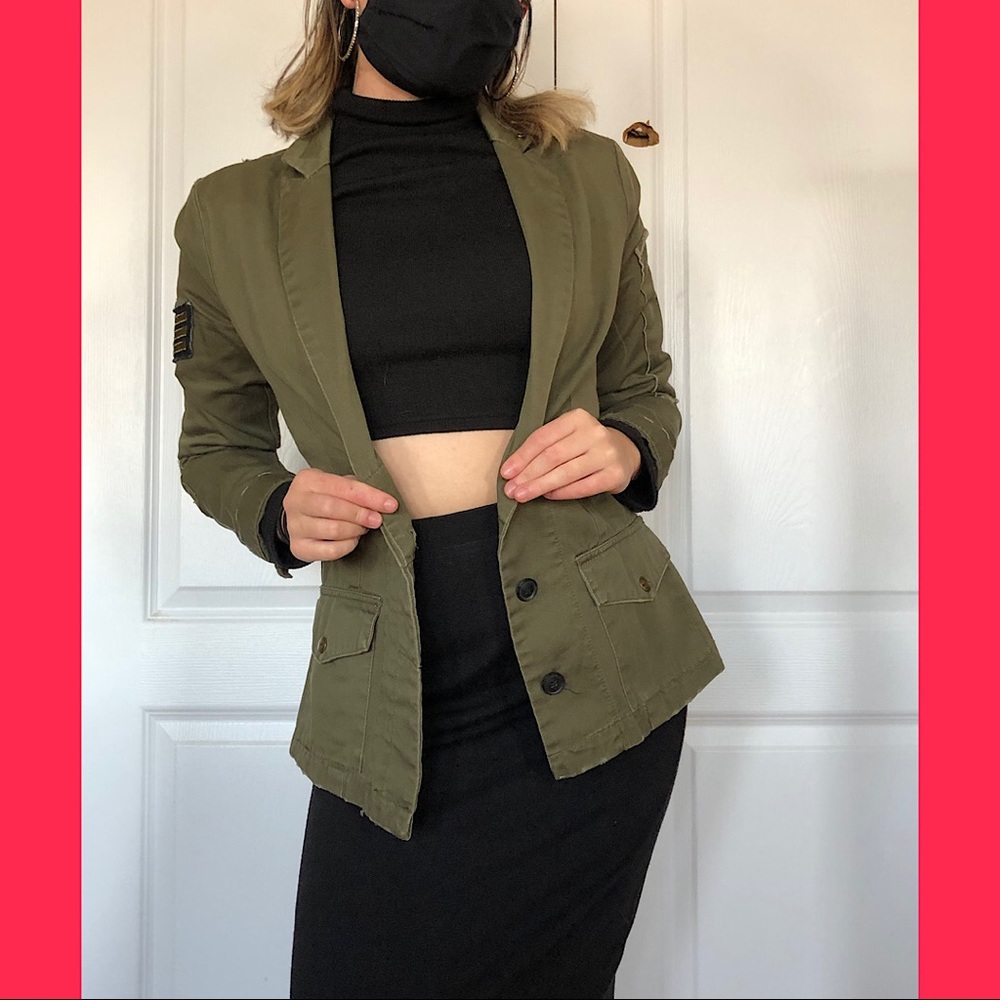 distressed military blazer